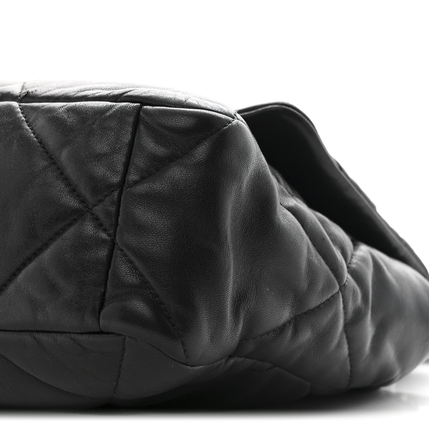 Shiny Goatskin Quilted Large Chanel 19 Flap Black