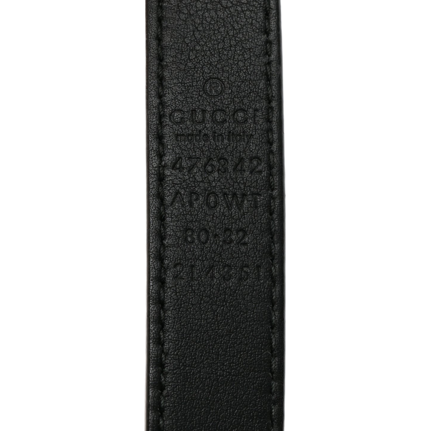 Moon Calfskin Pearl Double G 20mm Belt 80 32 Black Cream