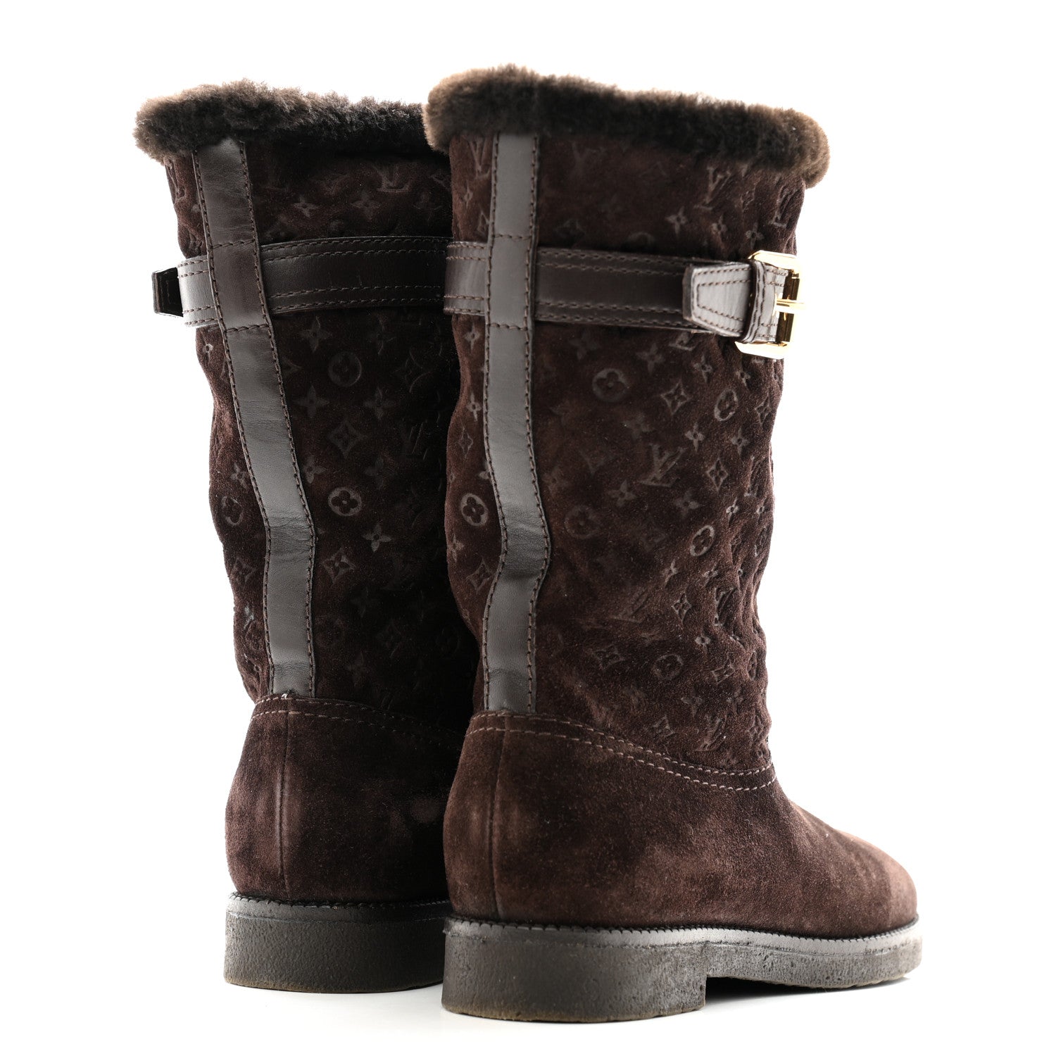 Louis Vuitton Suede Fur Wintry Boots 37 Brown 4 of 9