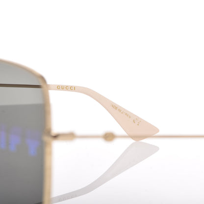 Gucci Metal Rectangular Guccify Frame Sunglasses GG0414S Gold 5 of 9