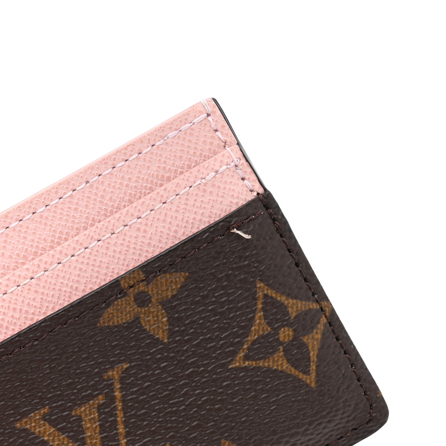 Monogram LV Charms Card Holder Rose Ballerine