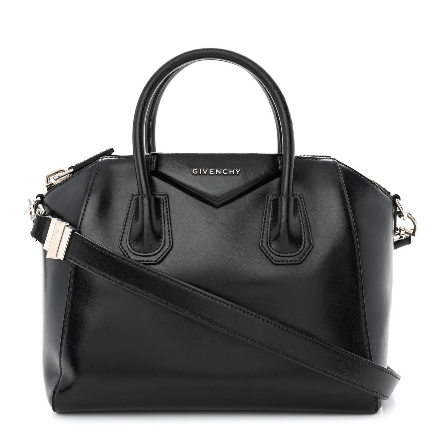 Shiny Lord Calfskin Small Antigona Black