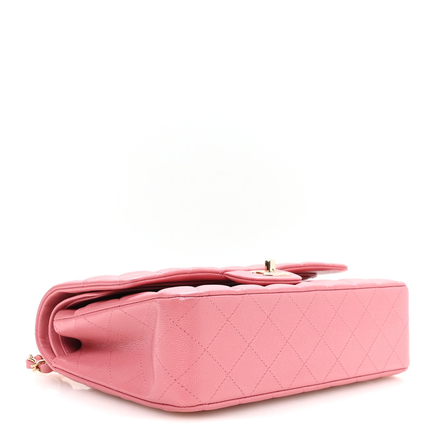Caviar Quilted Medium Double Flap Pink