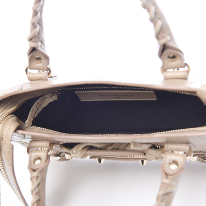 Balenciaga Calfskin Crocodile Embossed Classic Gold Hardware Mini City Beige Latte 5 of 10