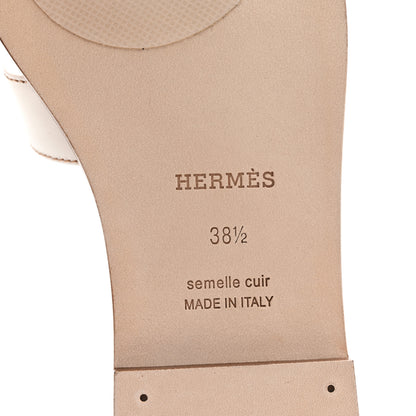 Hermes Box Calfskin Oran Sandals 38.5 White 38.5 White 7 of 10