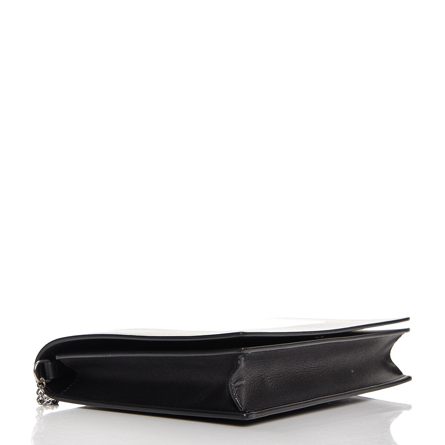 Celine Smooth Lambskin Frame Evening Chain Clutch Black White 3 of 7