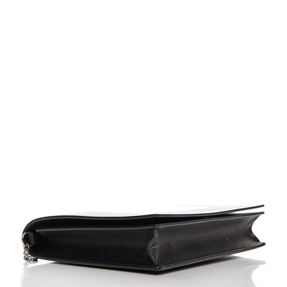 Celine Smooth Lambskin Frame Evening Chain Clutch Black White 3 of 7