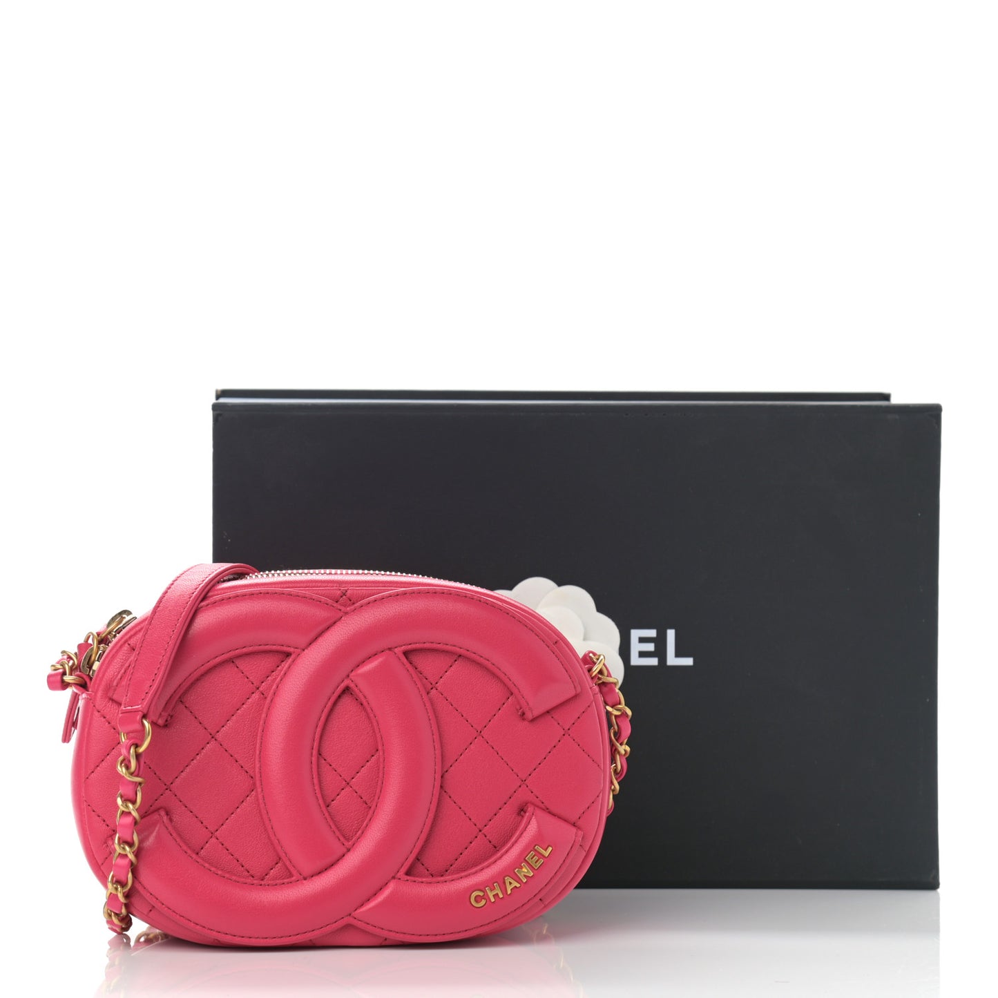 Lambskin Quilted Coco Midnight Camera Case Pink