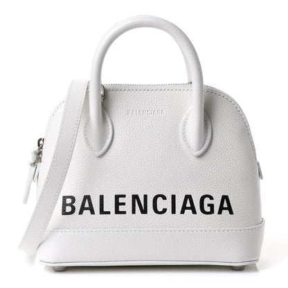 Balenciaga Grained Calfskin XXS Ville Top Handle Bag White Black 1 of 11