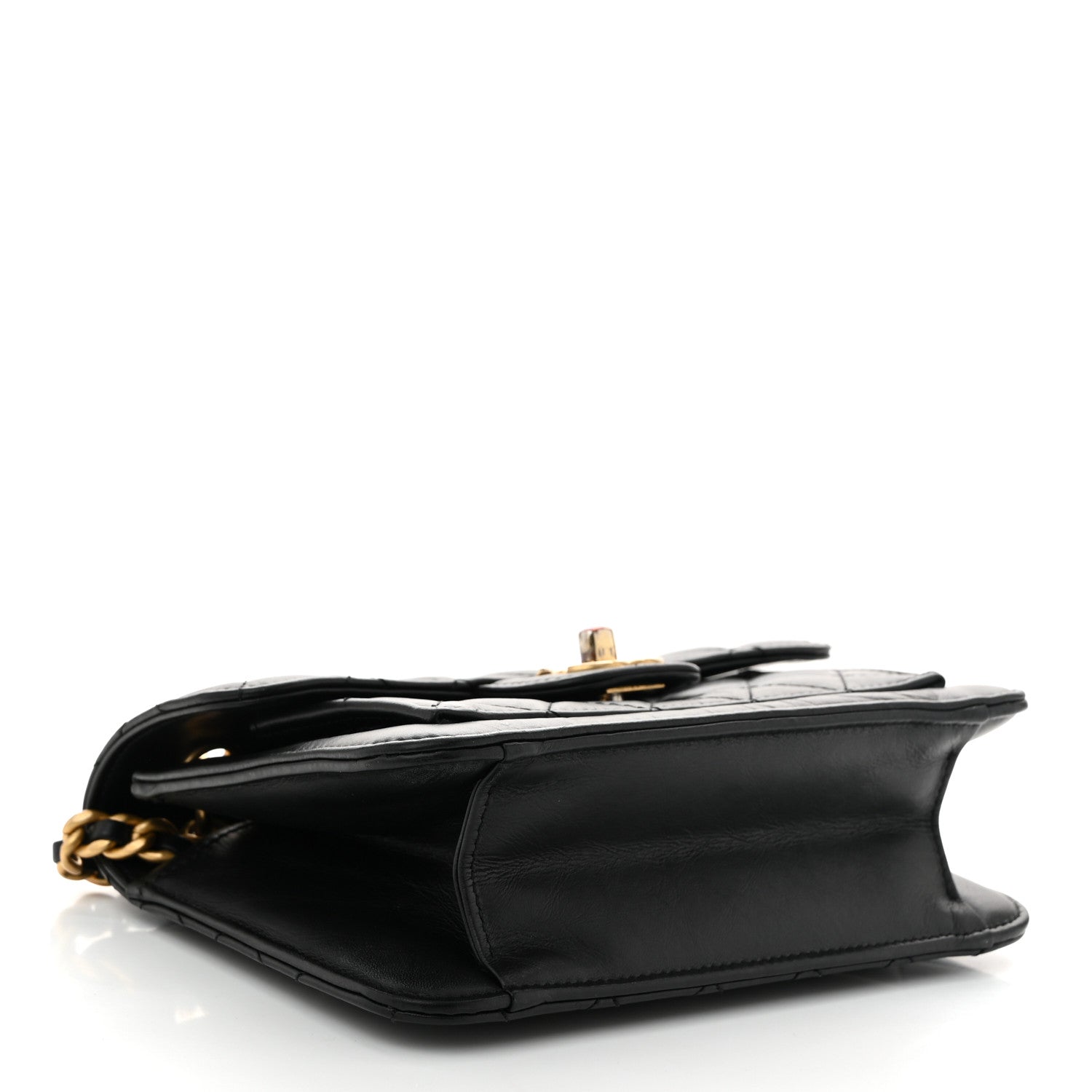 Chanel Aged Calfskin Quilted Double You Mini Flap Black 4 of 11