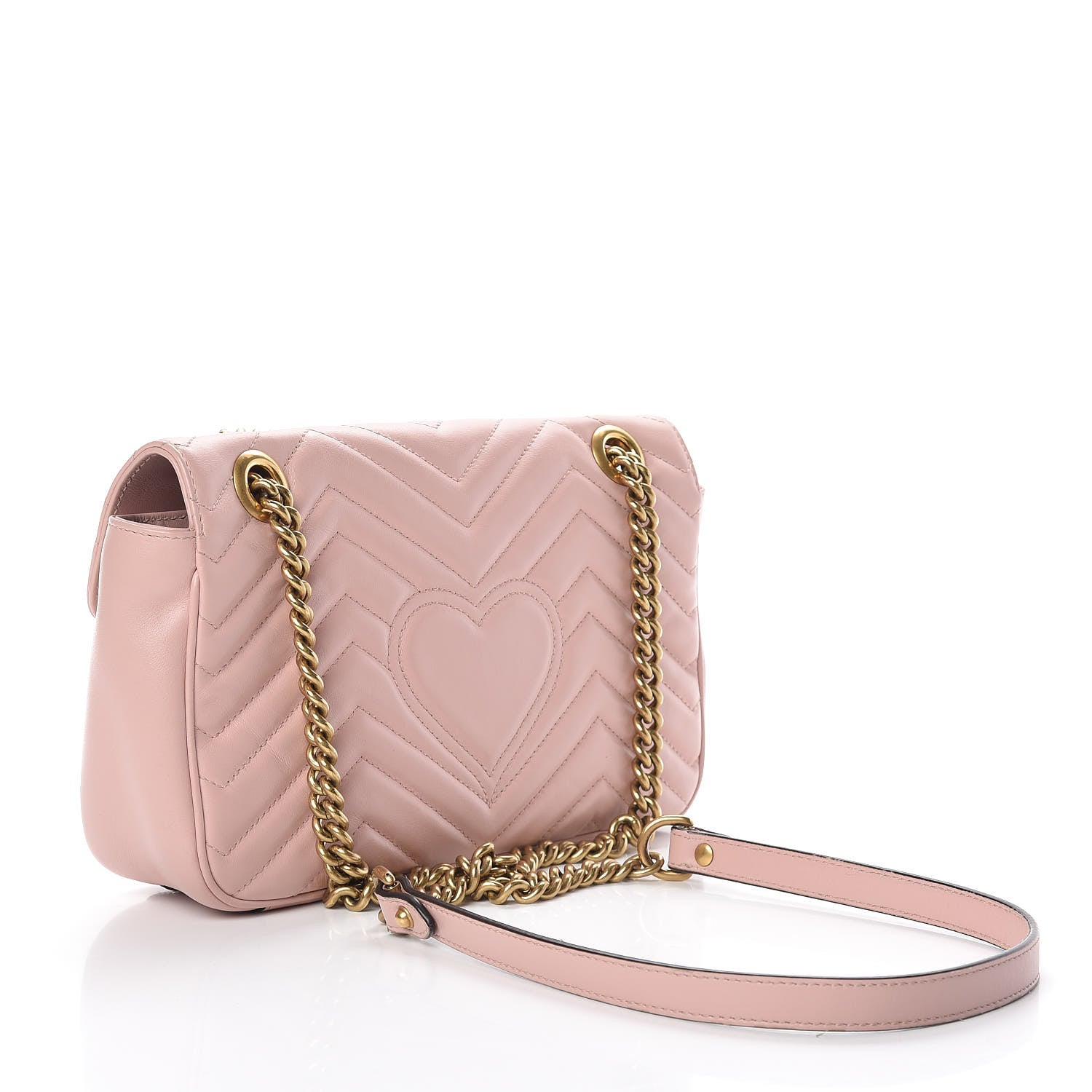 Gucci Calfskin Matelasse Small GG Marmont Shoulder Bag Perfect Pink 3 of 13