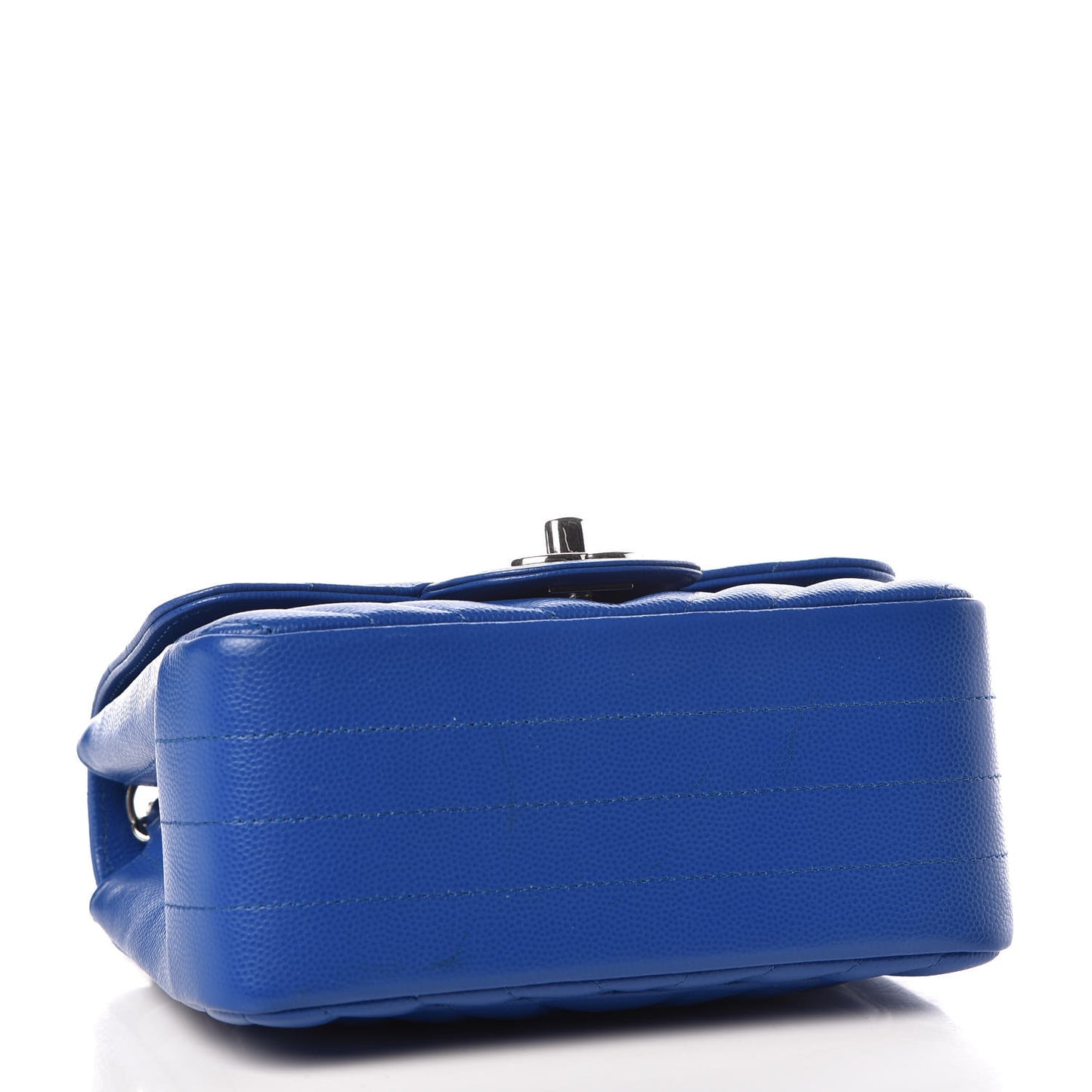 Caviar Chevron Quilted Mini Square Flap Blue