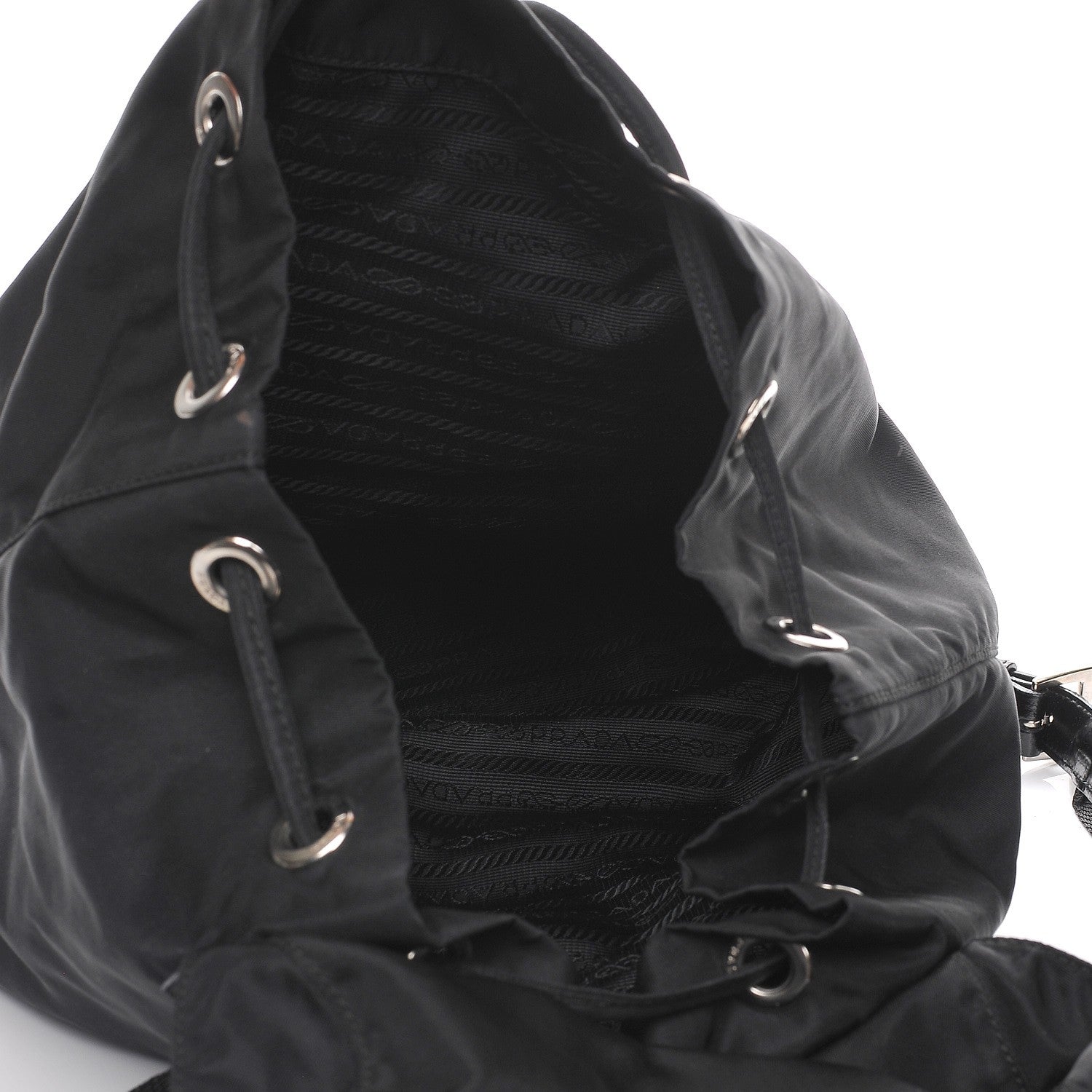 Prada Nylon Vela Medium Cinch Backpack Black 5 of 7