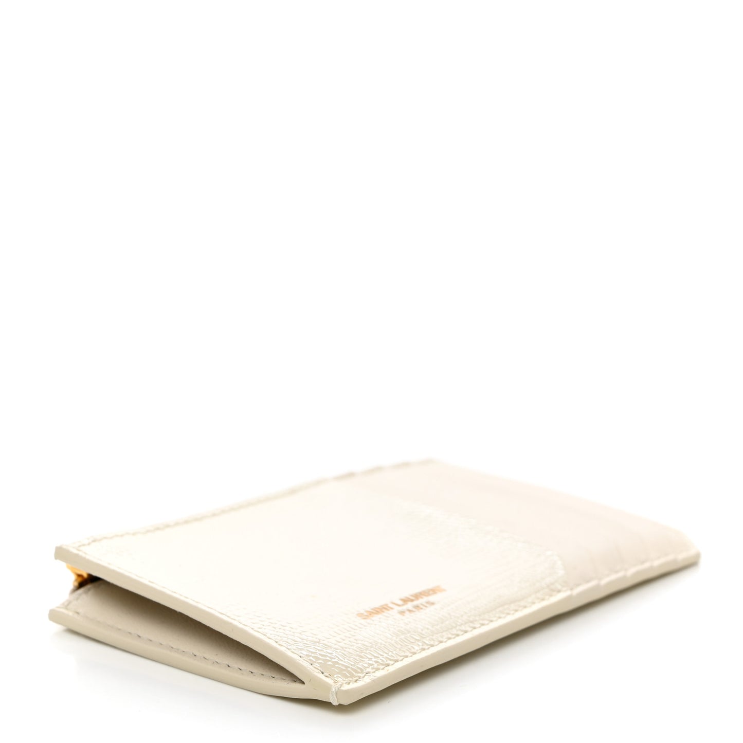 Calfskin Lizard Embossed 5 Fragments Zip Pouch Card Holder Soft Cream