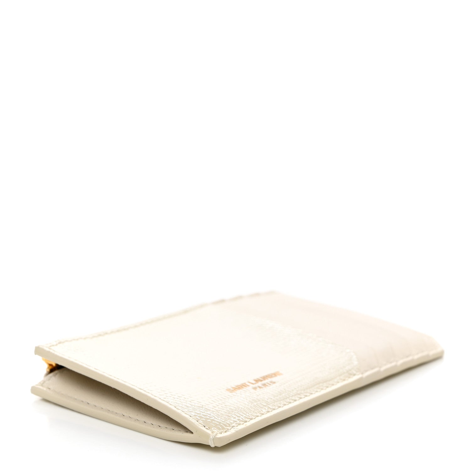 Saint Laurent Calfskin Lizard Embossed 5 Fragments Zip Pouch Card Holder Soft Cream 5 of 8