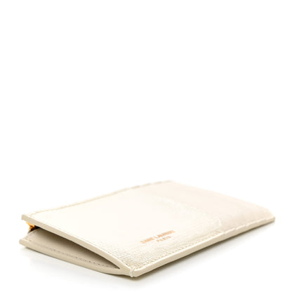 Saint Laurent Calfskin Lizard Embossed 5 Fragments Zip Pouch Card Holder Soft Cream 5 of 8