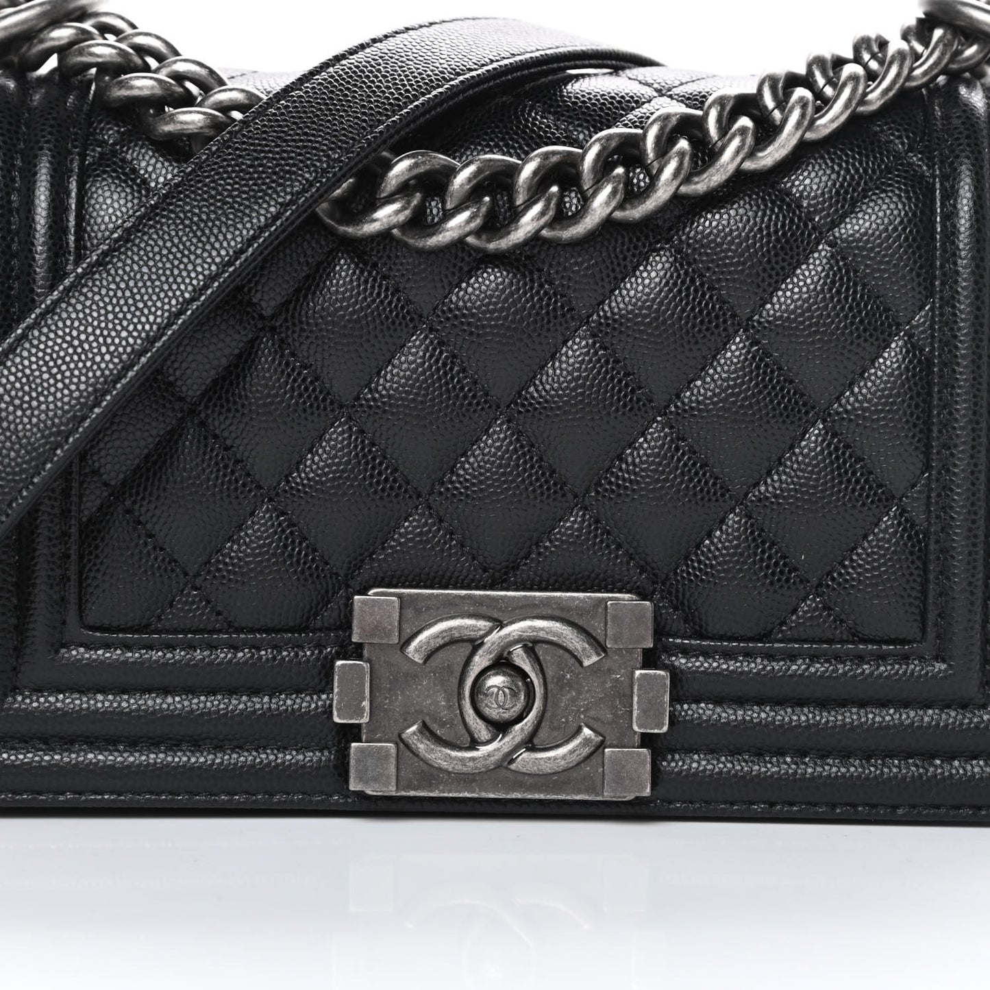 Caviar Quilted Small Boy Flap Black