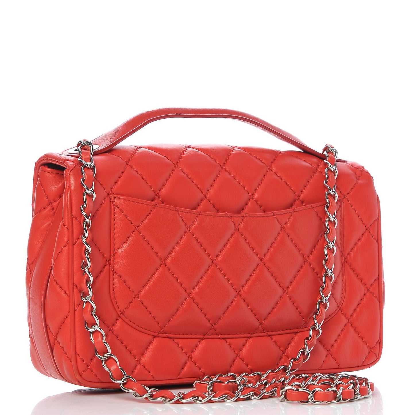 Lambskin Quilted Medium Easy Carry Flap Red