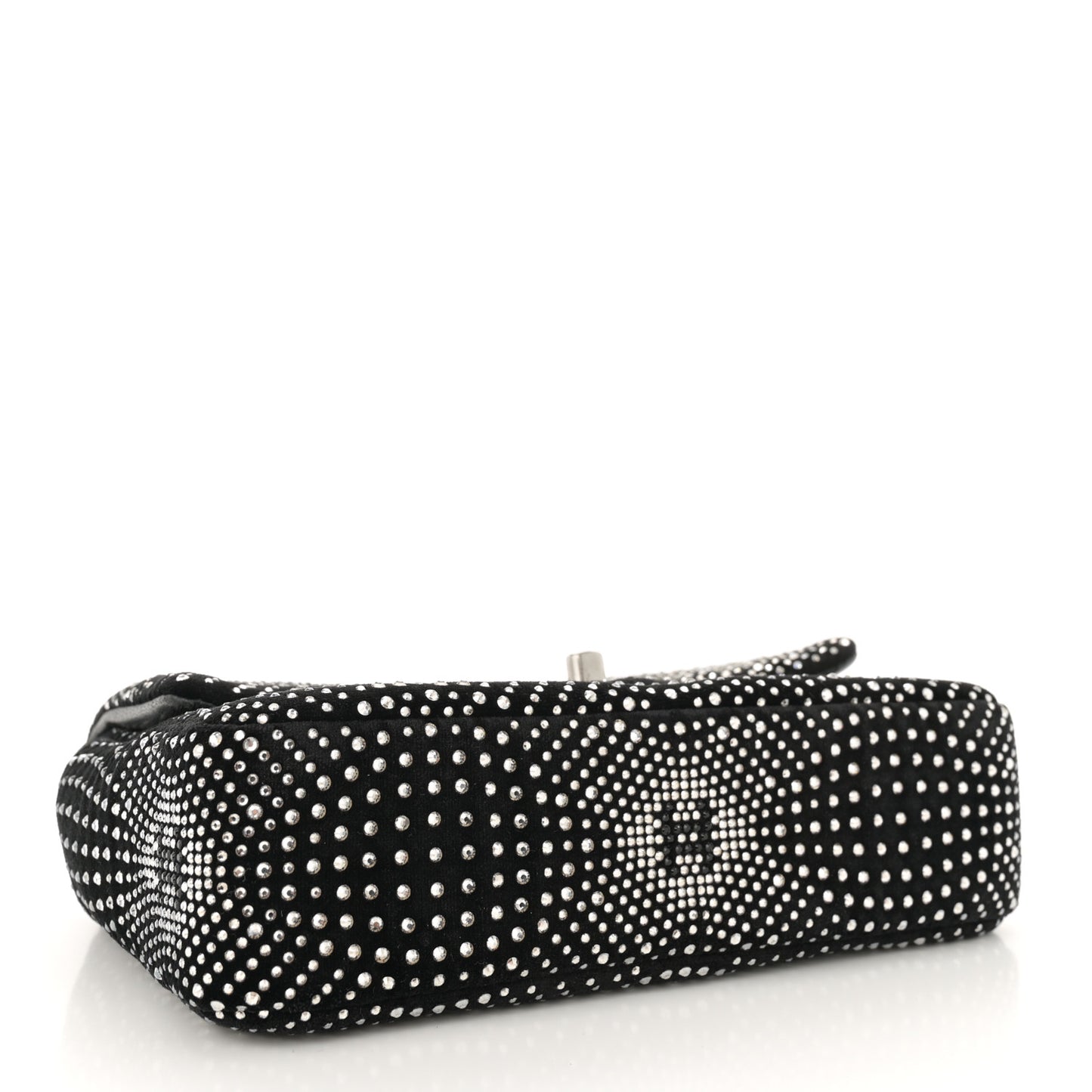 Velvet Strass Evening Flap Bag Black Silver