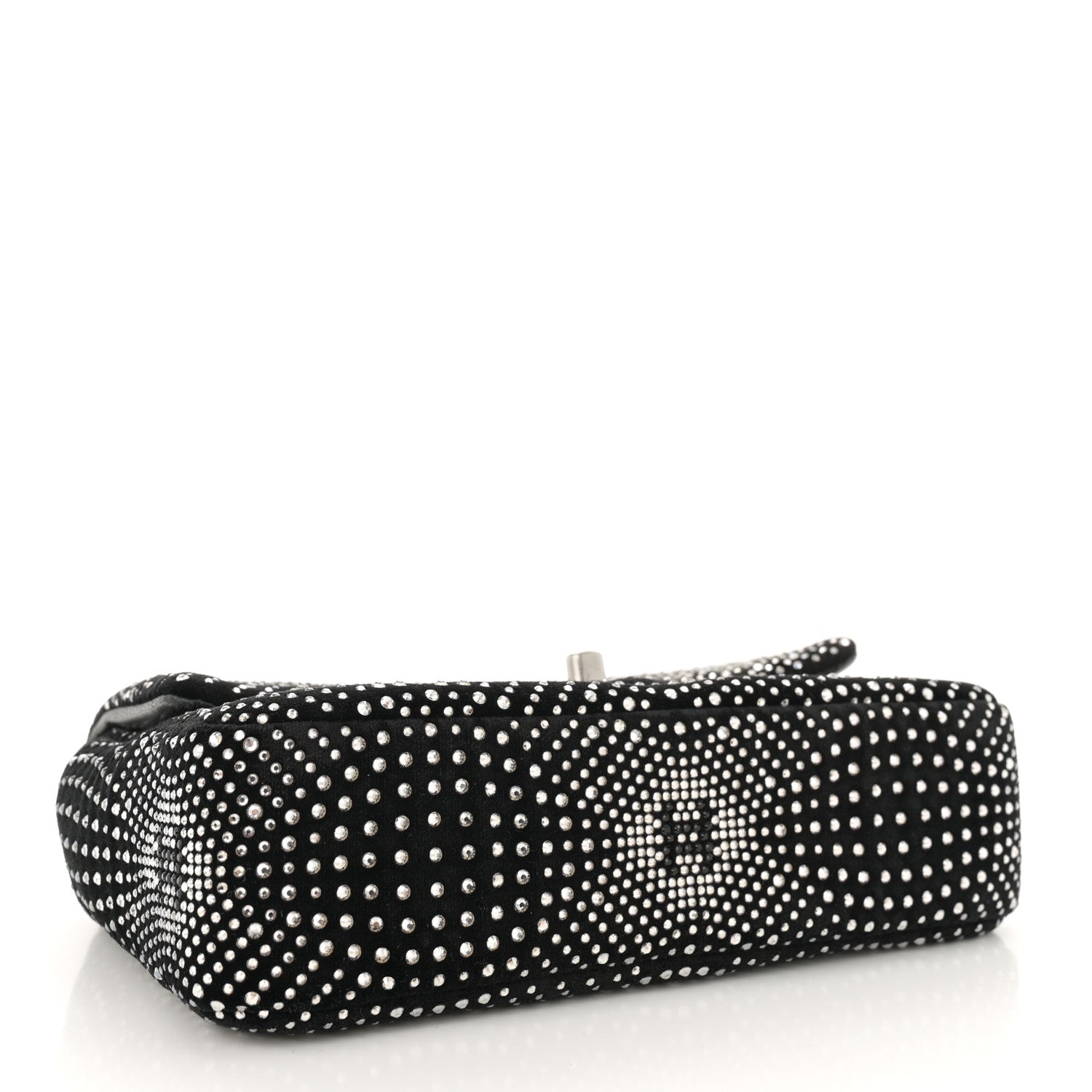 Chanel Velvet Strass Evening Flap Bag Black Silver 4 of 13