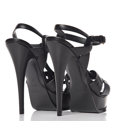Saint Laurent Calfskin Tribute 105 Platform Sandals 37 Black 4 of 11