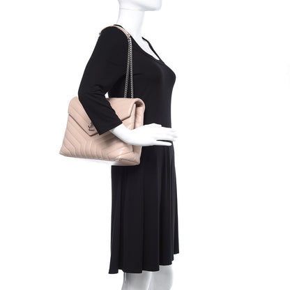Saint Laurent Calfskin Y Quilted Monogram Medium Loulou Chain Satchel Rose Antic 2 of 11