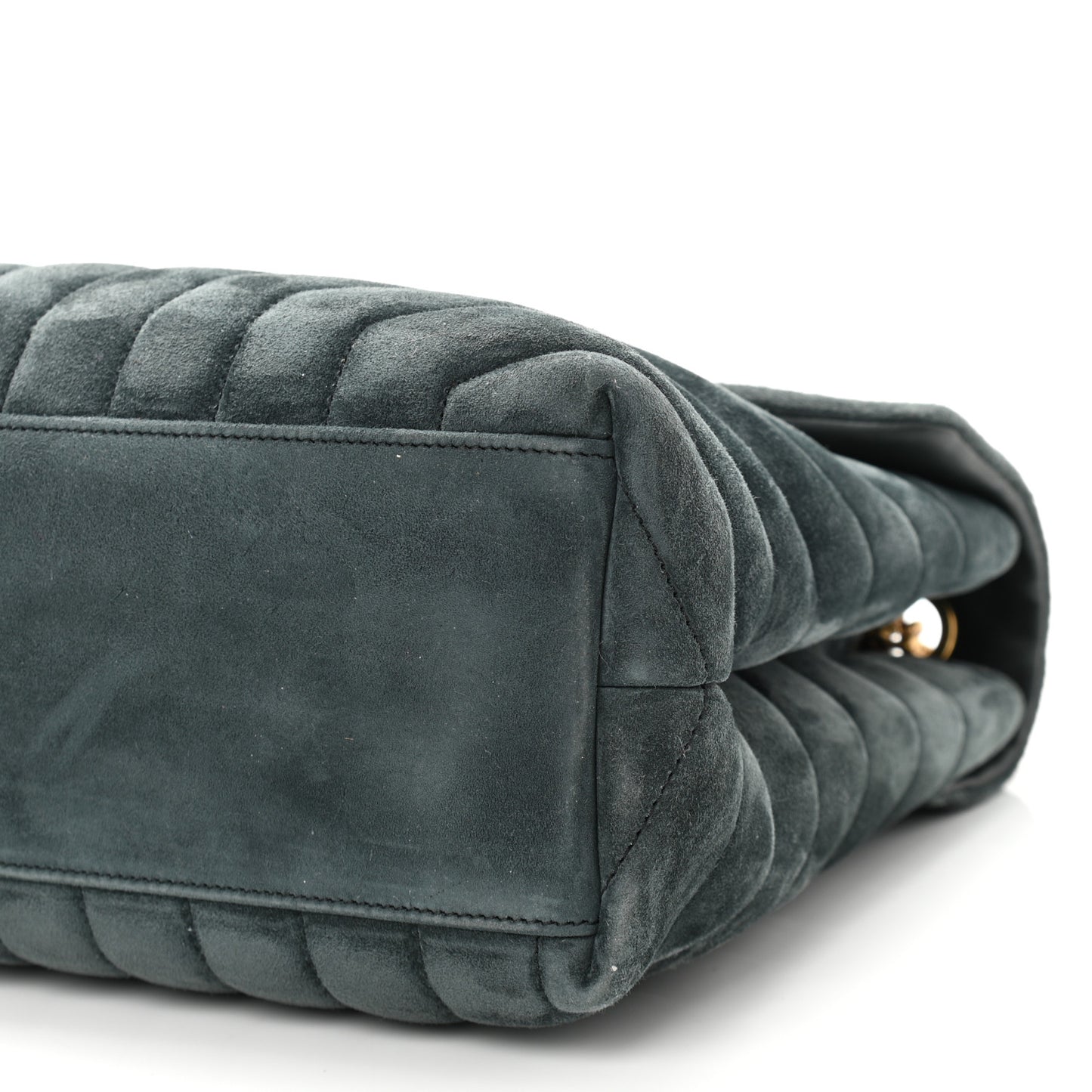Suede Y Quilted Monogram Medium Loulou Chain Satchel Deep Green