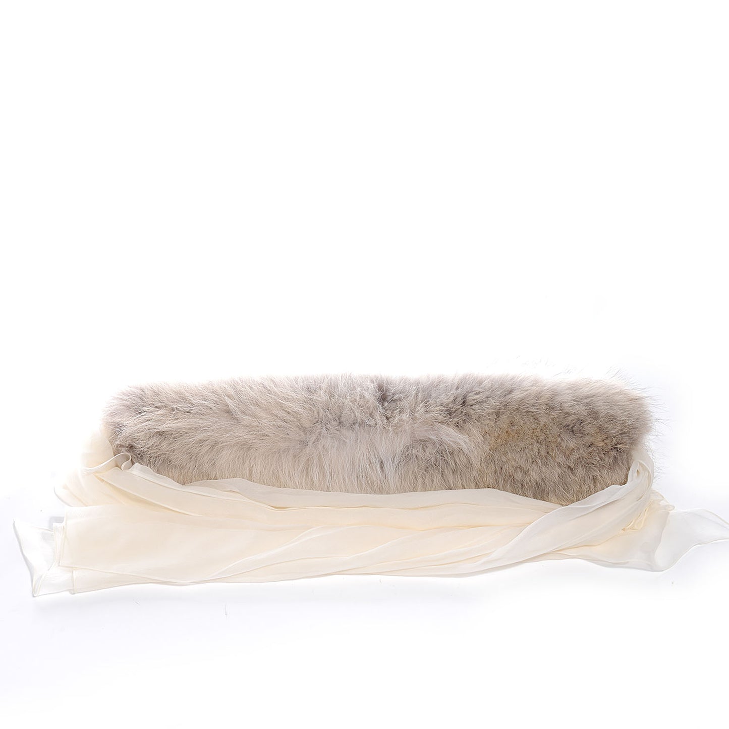 Coyote and Silk Chiffon Muff Collar Ivory