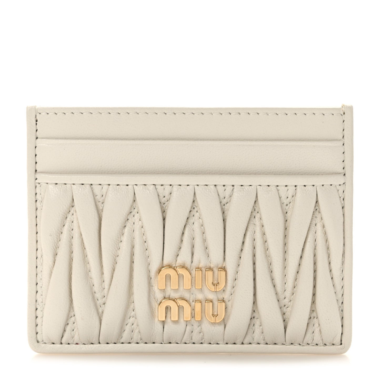 Nappa Matelasse Card Holder White