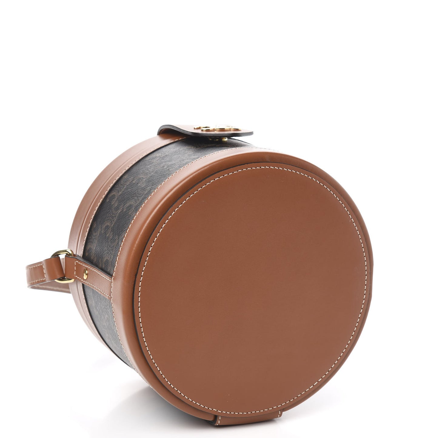 Calfskin Triomphe Canvas Medium Tambour Bag Tan