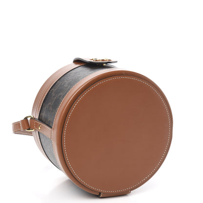 Celine Calfskin Triomphe Canvas Medium Tambour Bag Tan 4 of 10