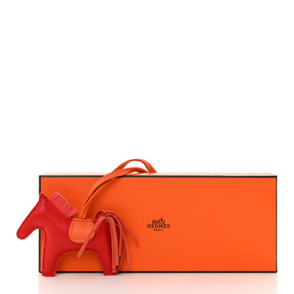 Hermes Milo Lambskin Grigri Rodeo Horse Bag Charm PM Rouge Rose Indien Jaipur Feu 4 of 4