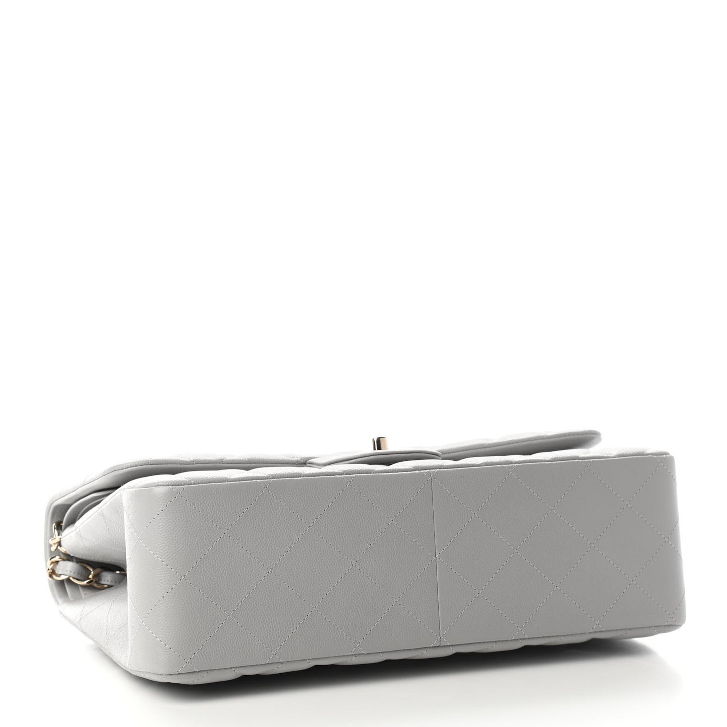 Caviar Quilted Jumbo Double Flap Grey