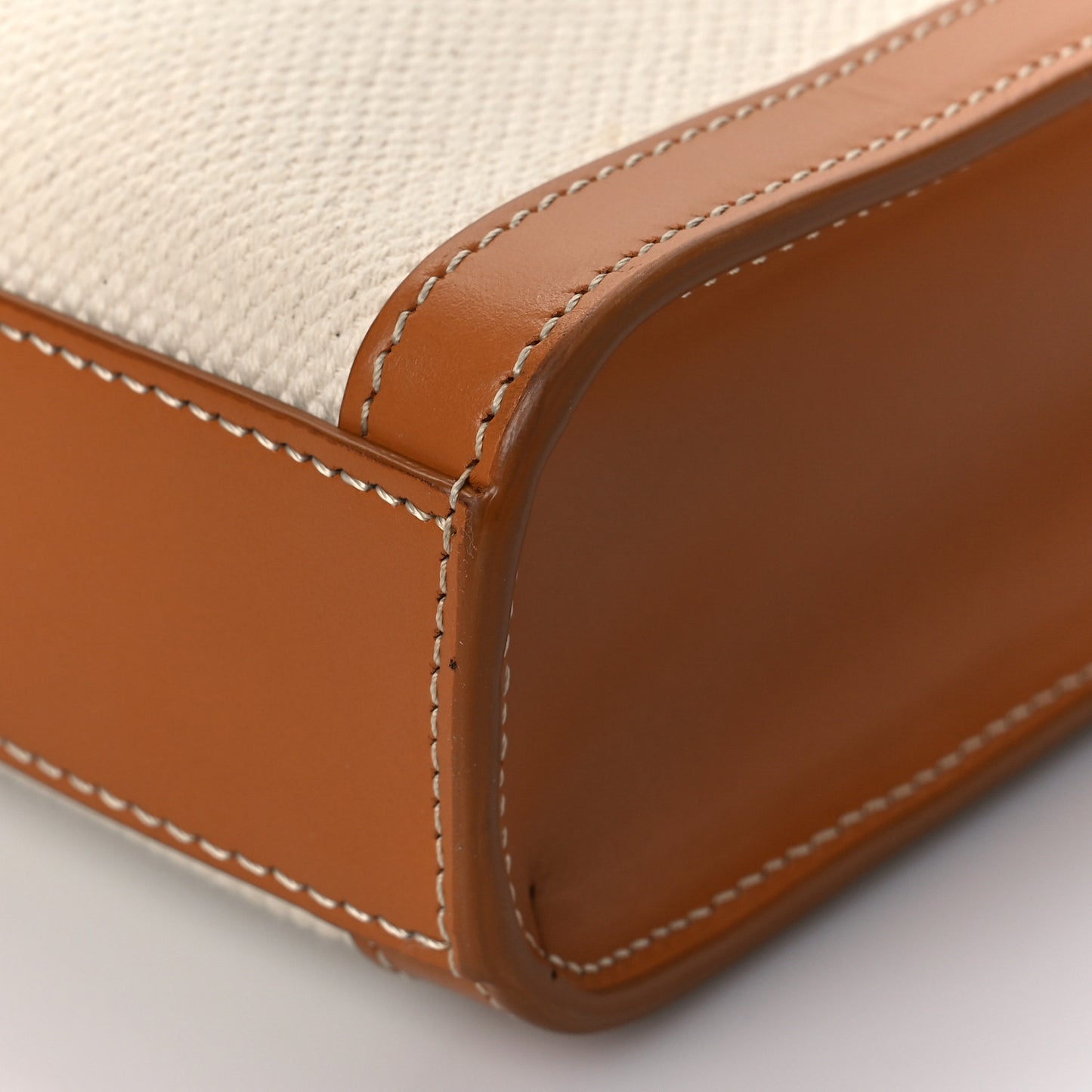 Canvas Calfskin Mini Vertical Cabas Natural Tan