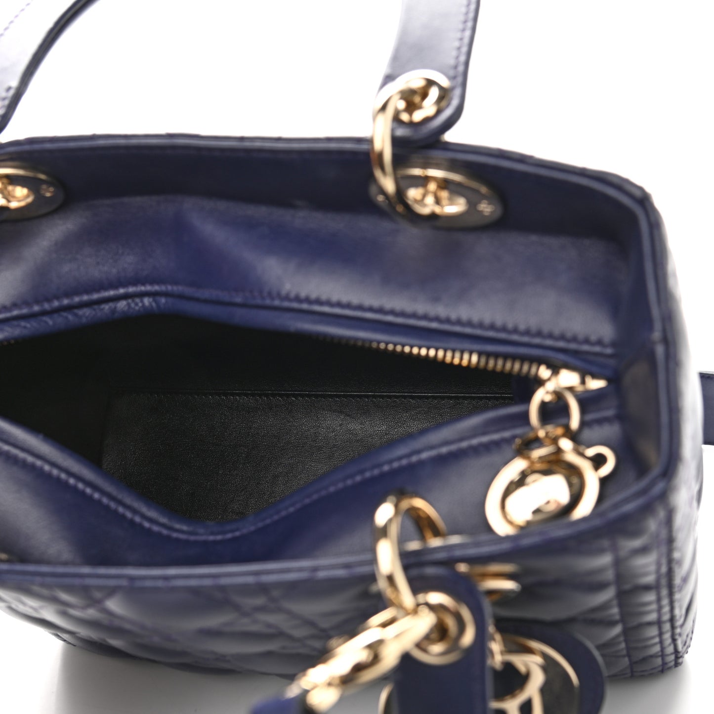 Lambskin Cannage Medium Lady Dior Crystal Strap Blue