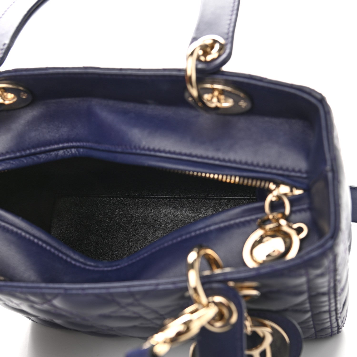 Christian Dior Lambskin Cannage Medium Lady Dior Crystal Strap Blue 5 of 9
