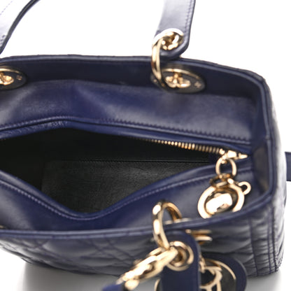 Christian Dior Lambskin Cannage Medium Lady Dior Crystal Strap Blue 5 of 9