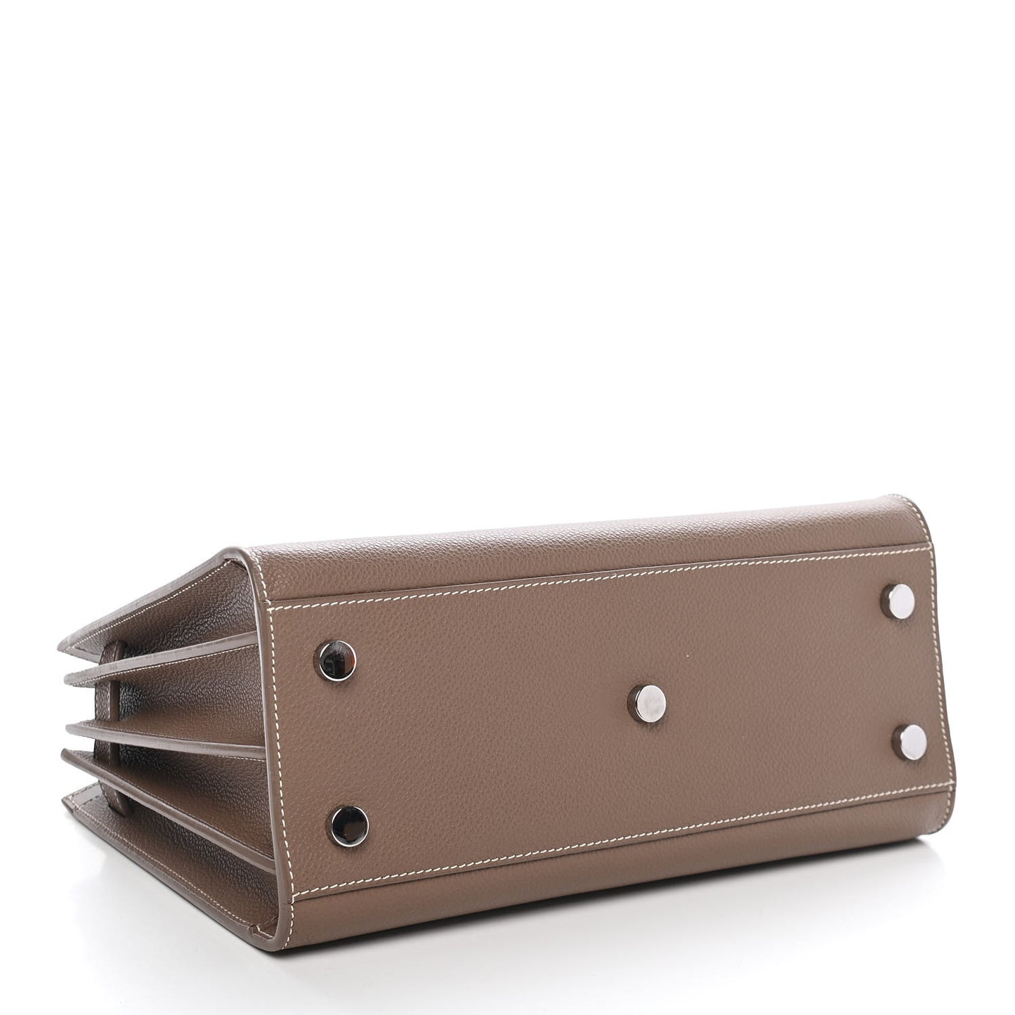 Grained Calfskin Topstich Baby Sac De Jour Taupe