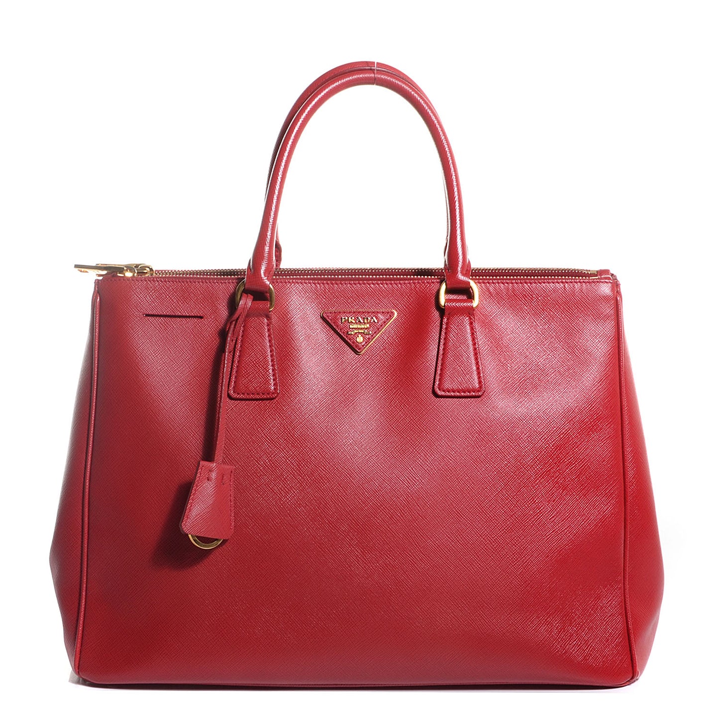 Saffiano Lux Large Double Zip Tote Fuoco