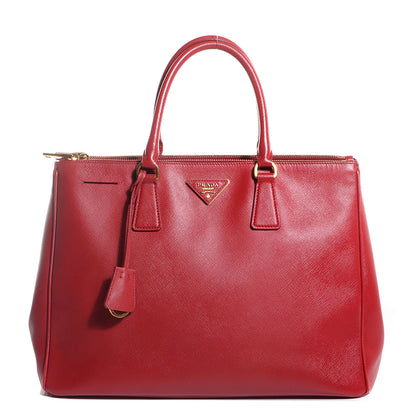 Prada Saffiano Lux Large Double Zip Tote Fuoco 1 of 12