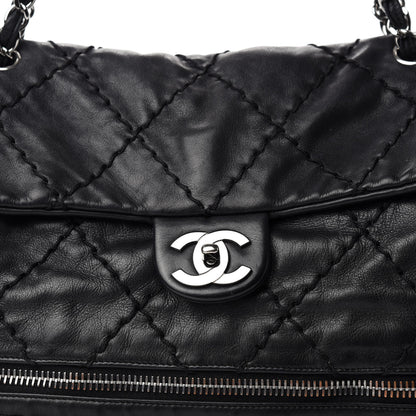 Chanel Calfskin Stitched Large Expandable Flap Bag Black 15 of 16