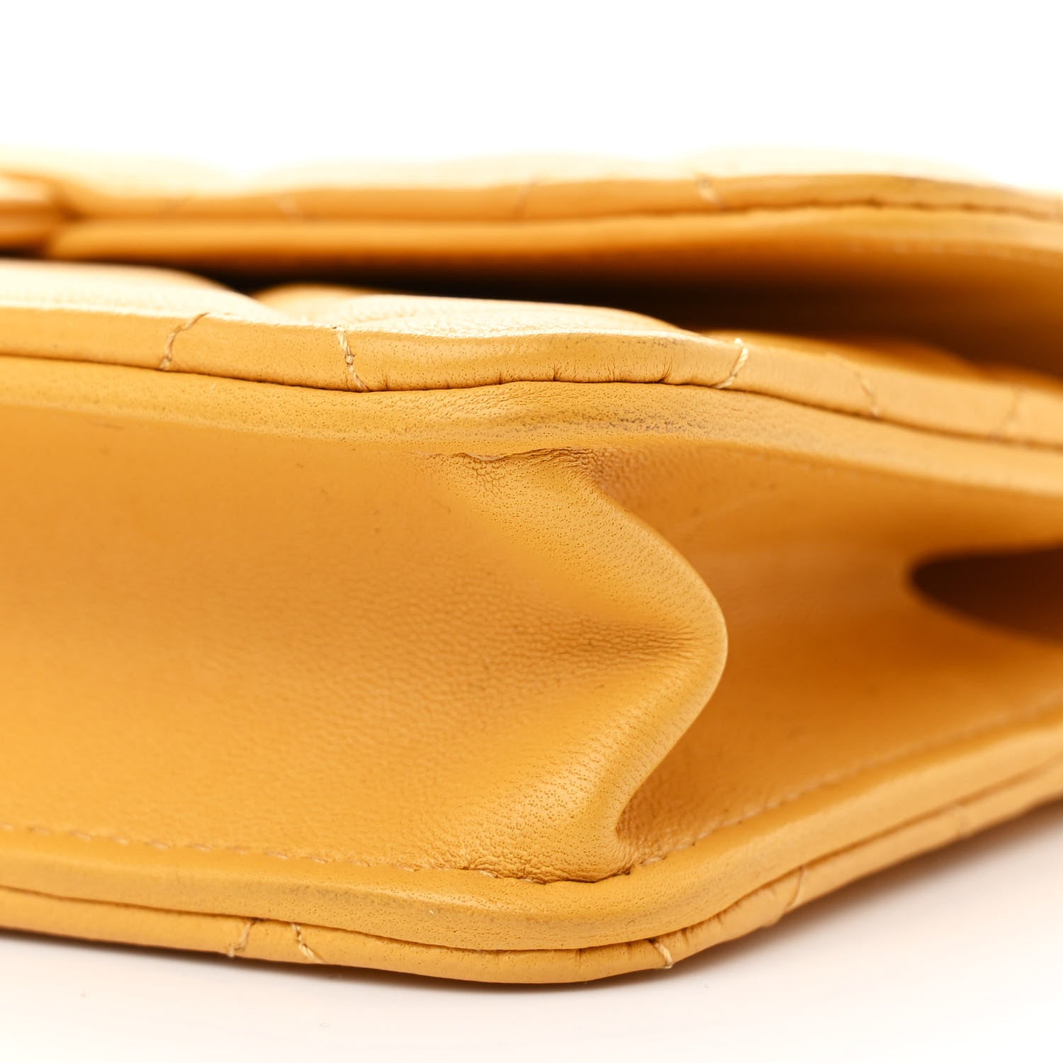 Chanel Lambskin Quilted Flap Phone Holder With Chain Yellow 11 of 15