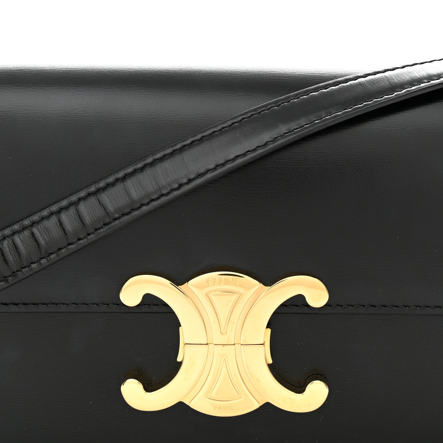Celine Shiny Calfskin Triomphe Shoulder Bag Black 8 of 12