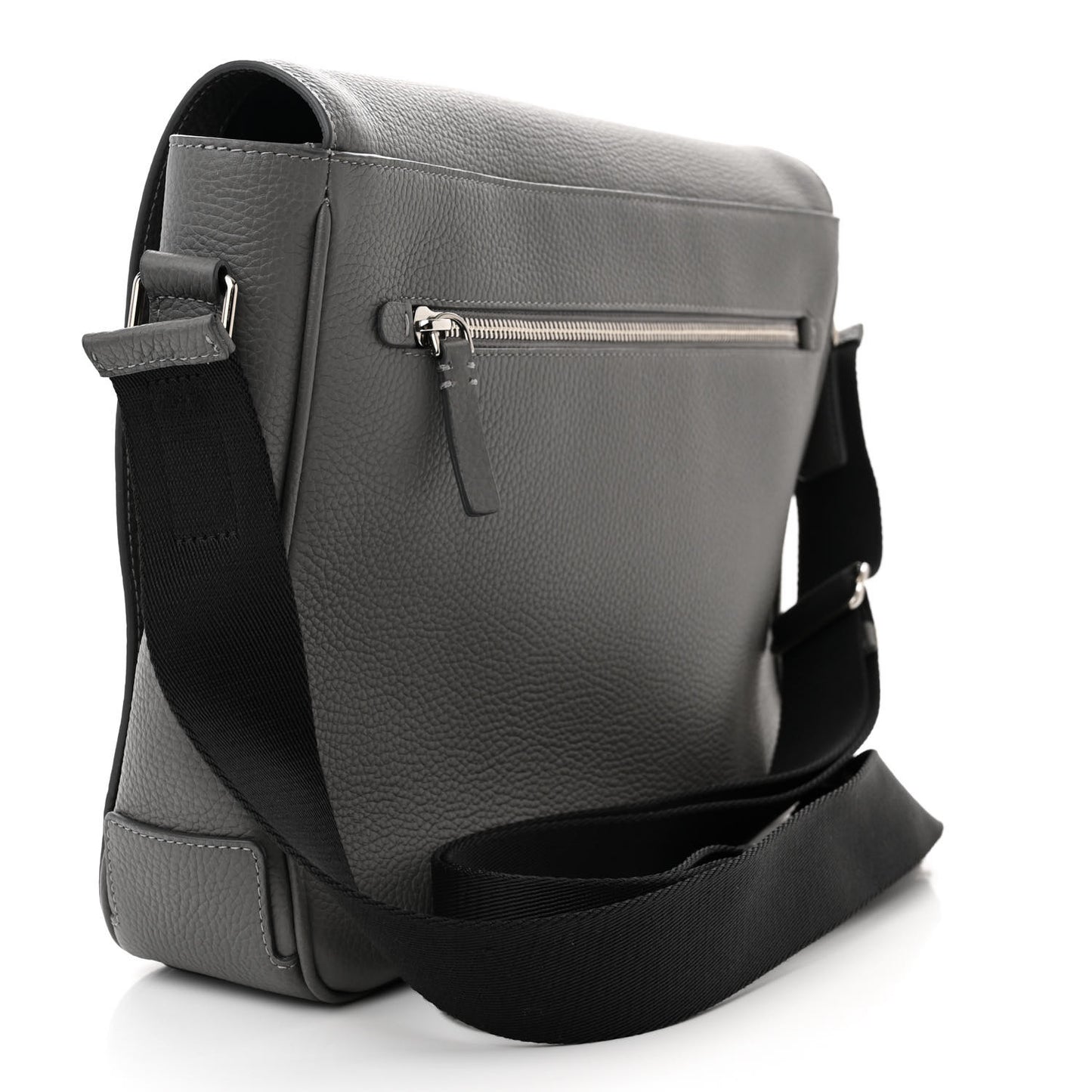 Calfskin Logo Messenger Charcoal Grey