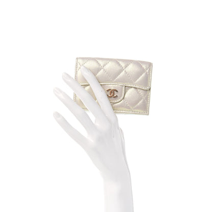 Chanel Iridescent Lambskin Quilted Double Flap Wallet Ivory 2 of 7