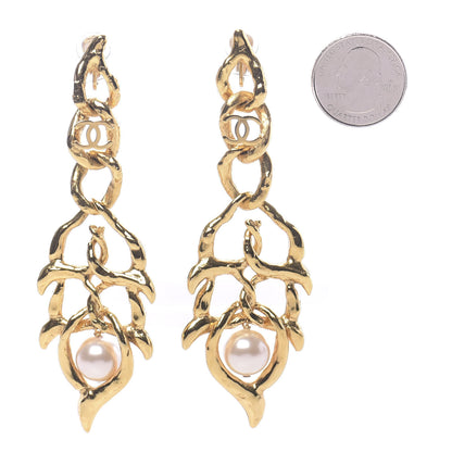 Chanel Pearl CC Drop Clip On Earrings Gold 2 of 5