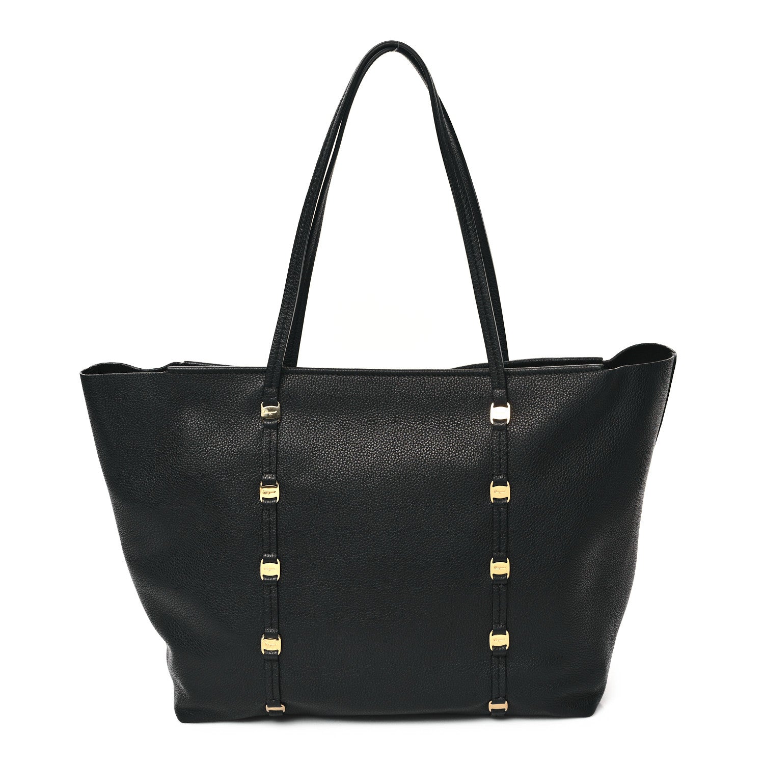 Salvatore Ferragamo Grained Calfskin Emotion Tote Black 1 of 9
