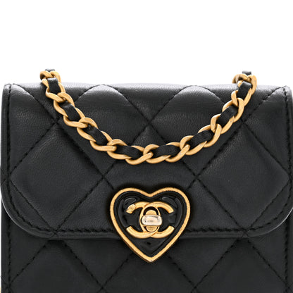 Chanel Lambskin Plexiglass Quilted Coco Love Clutch With Chain Black 9 of 14