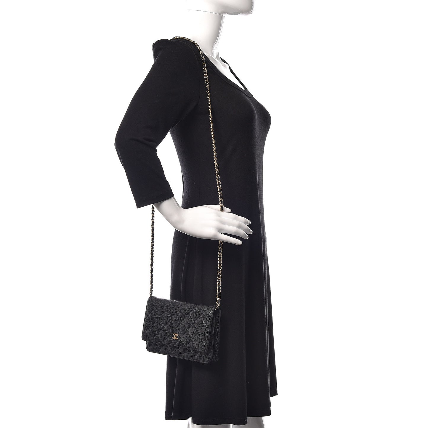 Caviar Quilted Wallet On Chain WOC Black