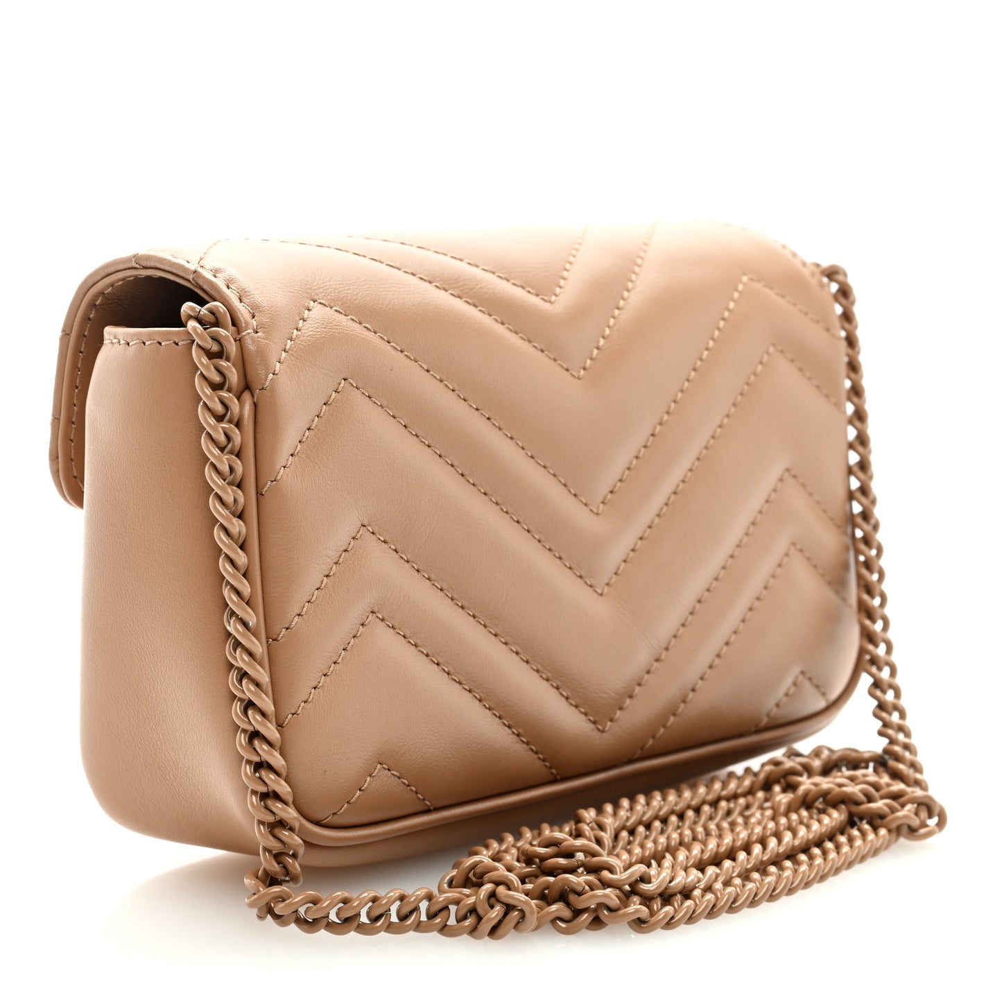 Calfskin Matelasse Monochrome Super Mini GG Marmont Shoulder Bag Camelia